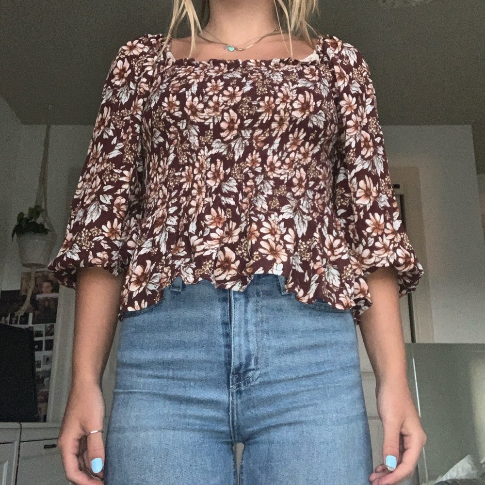 Floral cinched top